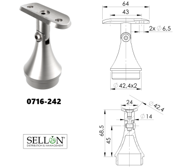 Pfosten Boden 42,4 Geländer Balkon Treppengeländer Steher Rundrohr Edelstahl V2A
